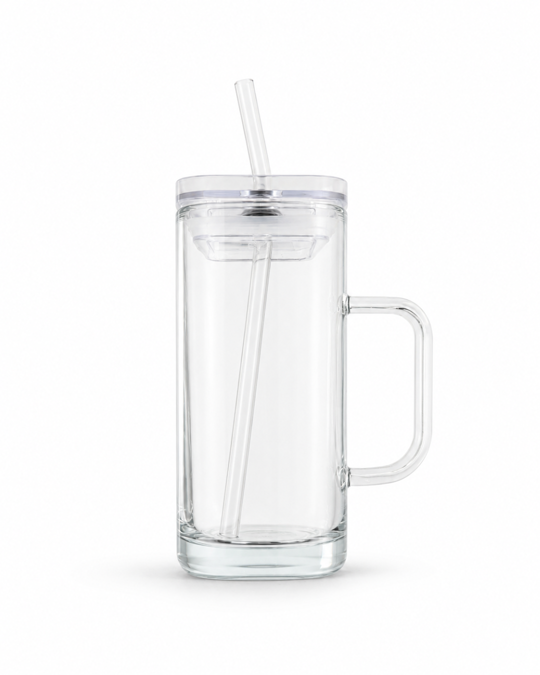Glass Mug with Lid & Glass Straw
