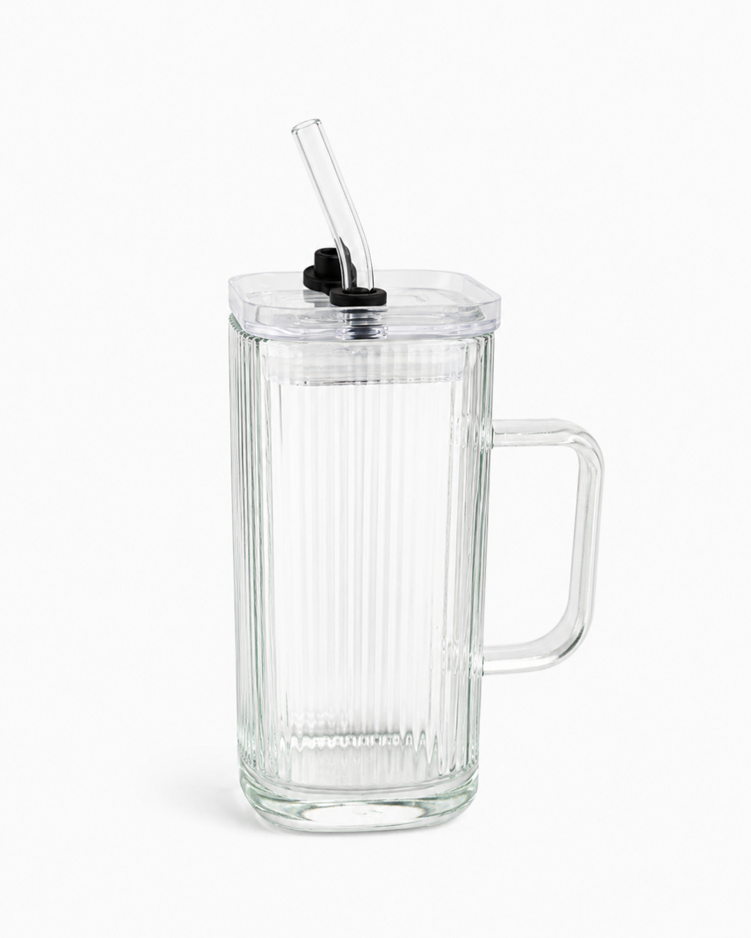 Glass Mug with Lid & Glass Straw