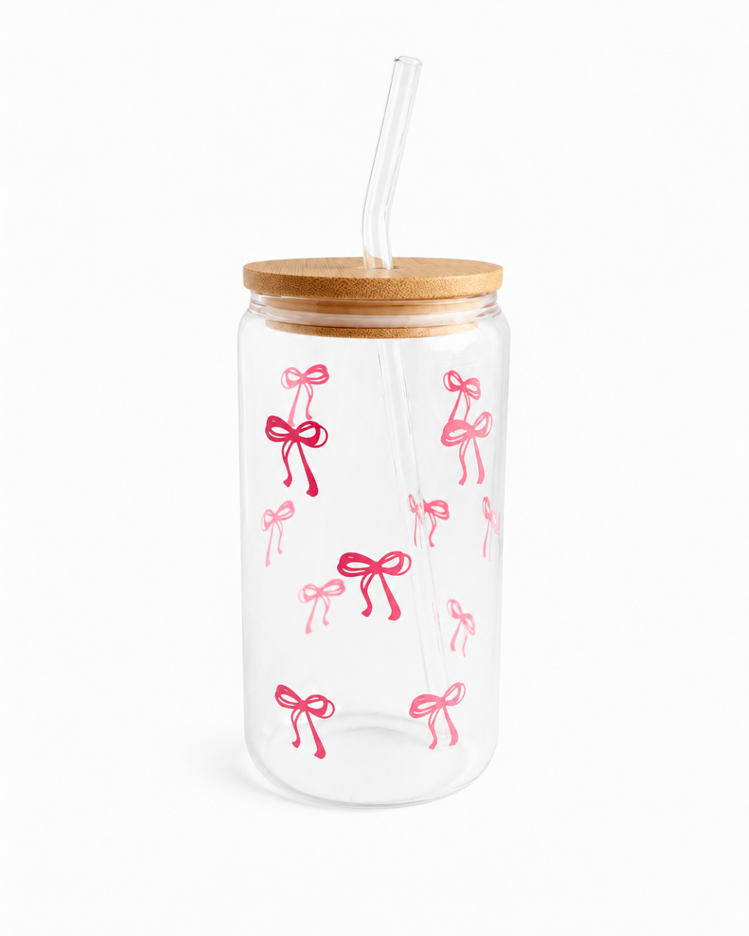 Glass Cup with Bamboo Lid & Glass Straw