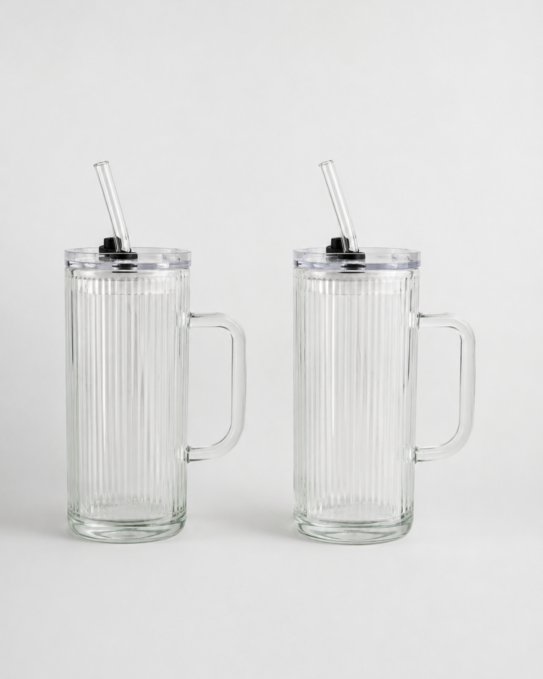 Glass Mug with Lid & Glass Straw